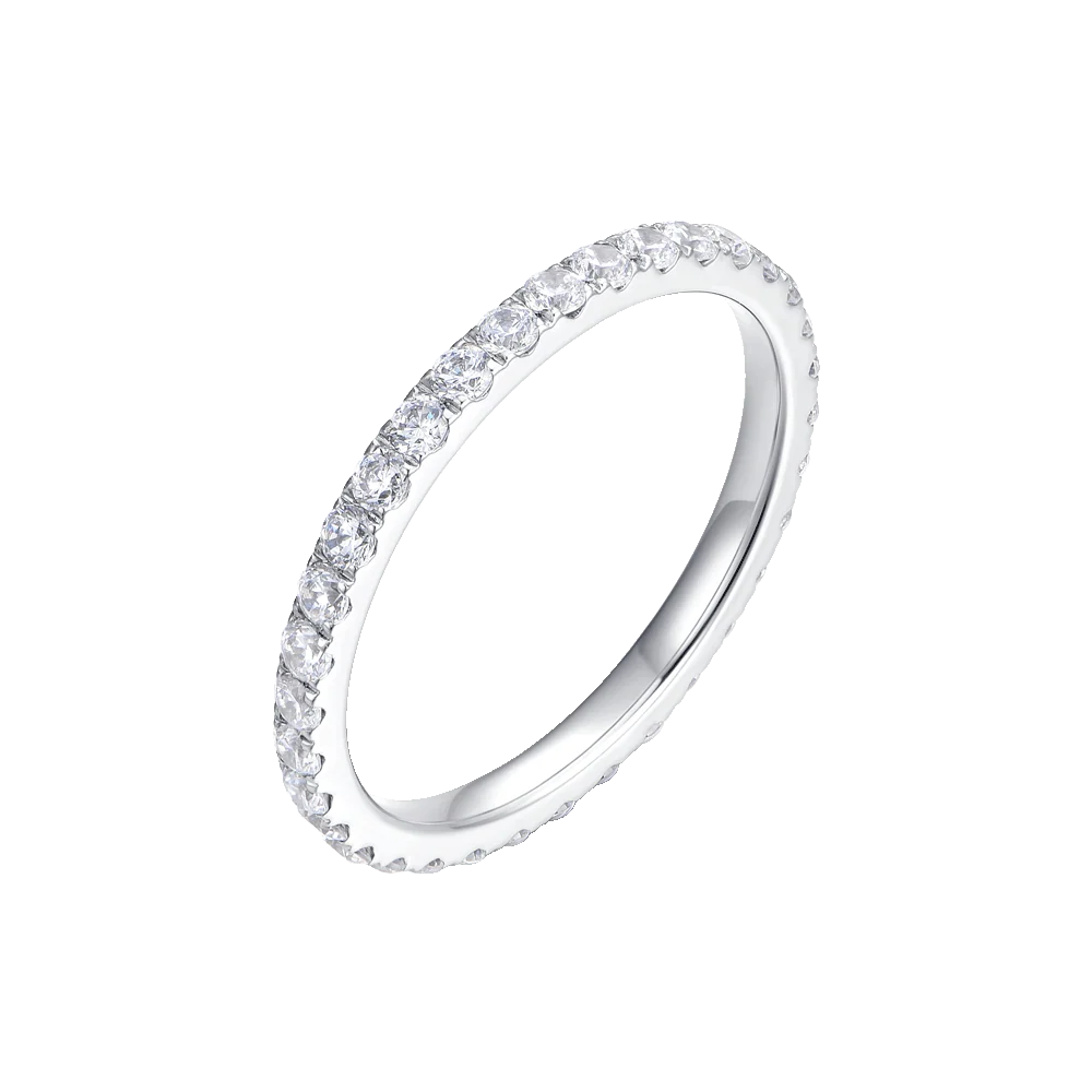 ANILLO DE ACERO PARA MUJER CON CRISTALES BLANCOS