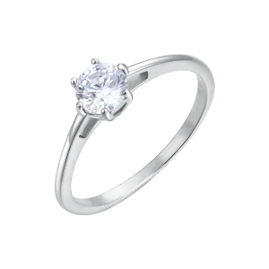 ANILLO DE ACERO PARA MUJER CON CRISTAL BLANCO
