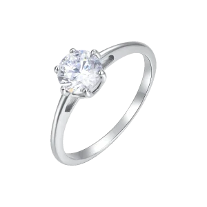 ANILLO DE ACERO PARA MUJER CON CRISTAL BLANCO