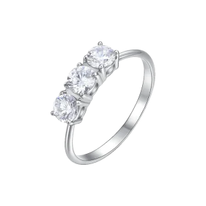 ANILLO DE ACERO PARA MUJER CON CRISTALES BLANCOS