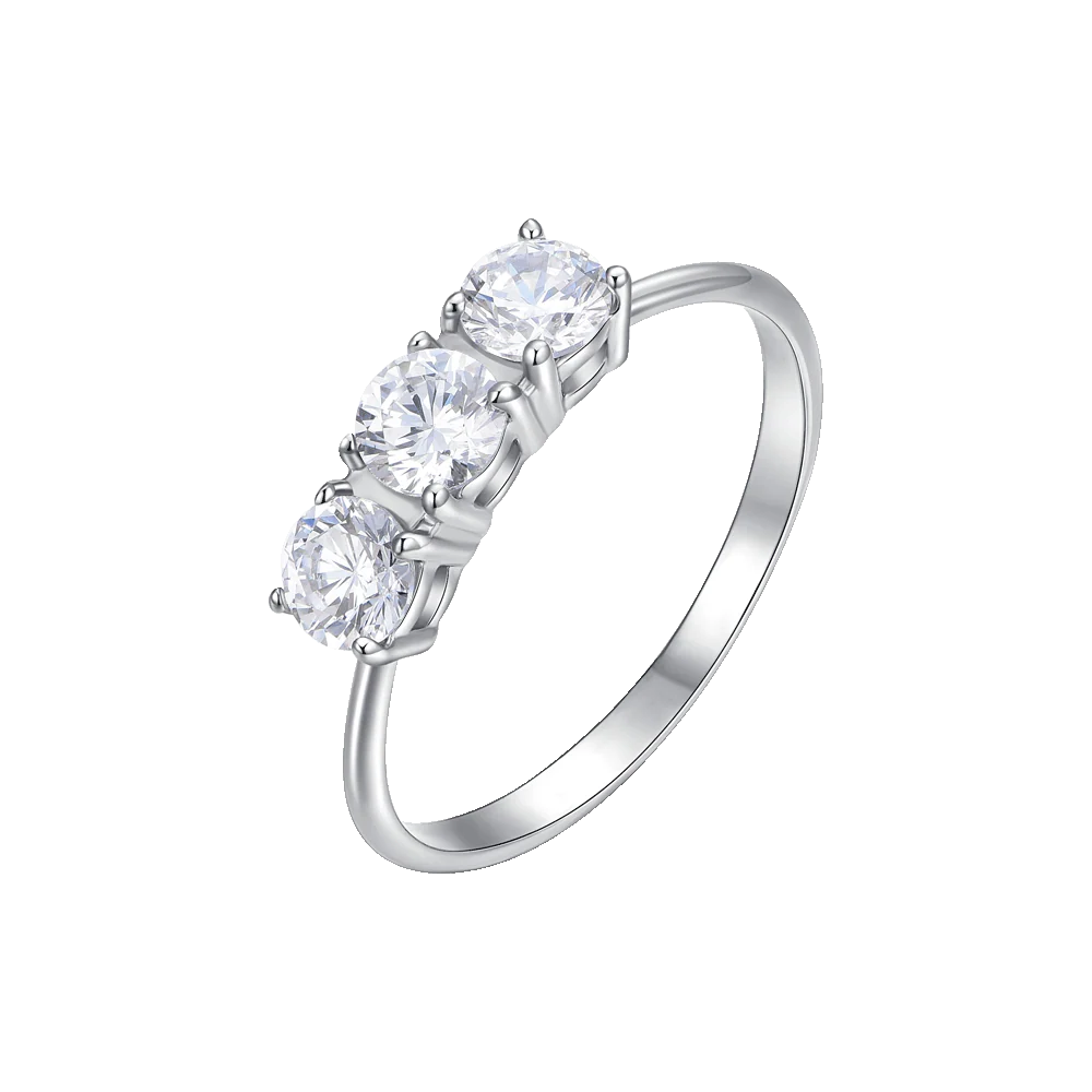 ANILLO DE ACERO PARA MUJER CON CRISTALES BLANCOS