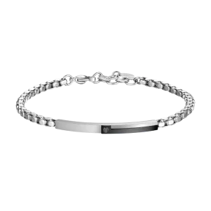 PULSERA DE ACERO PARA HOMBRE PLACA CON ELEMENTO IP NEGRO