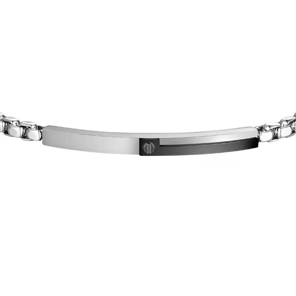 PULSERA DE ACERO PARA HOMBRE PLACA CON ELEMENTO IP NEGRO - Imagen 4