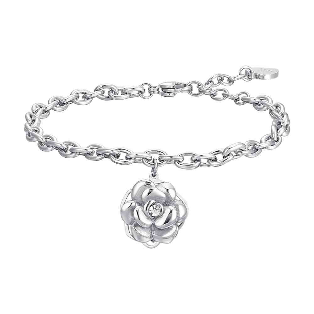PULSERA DE ACERO PARA MUJER ROSA GIRATORIA