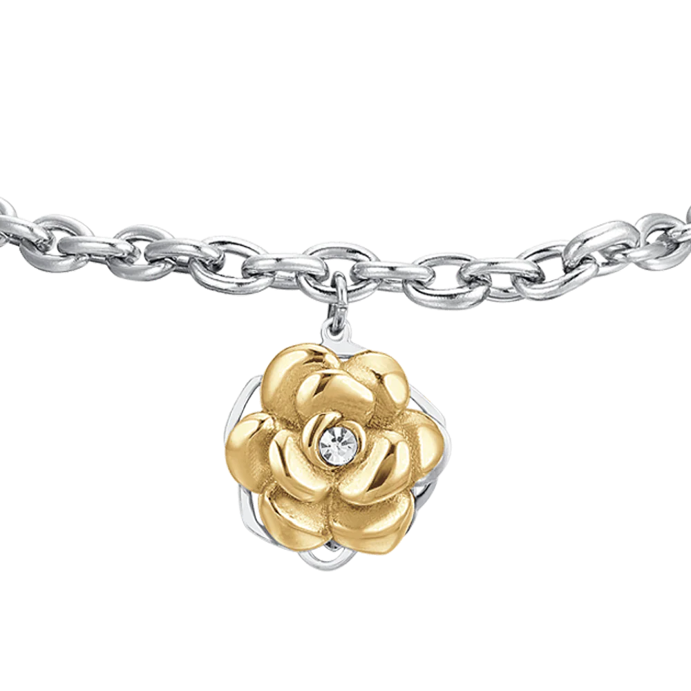 PULSERA DE ACERO CHAPADA EN ORO ROSA PARA MUJER ROSA GIRATORIA - Imagen 4