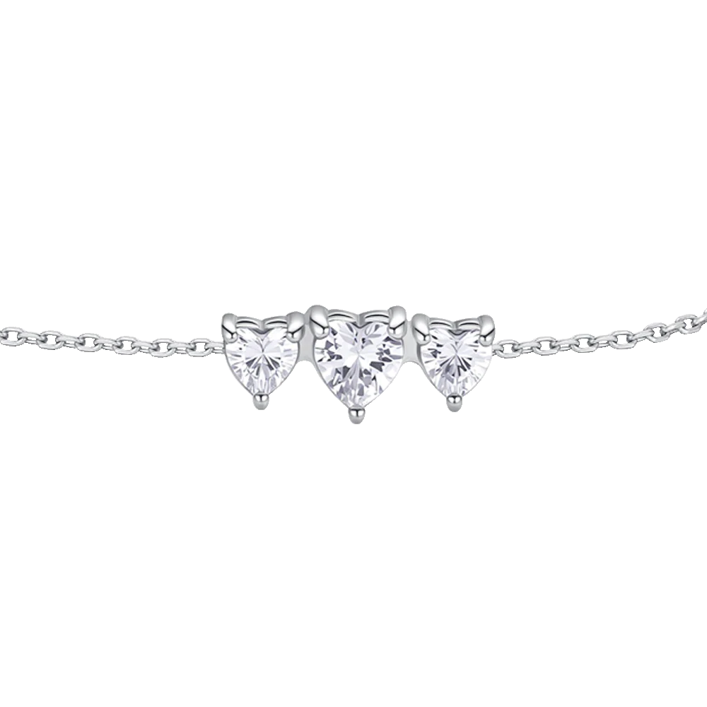 PULSERA DE MUJER EN ACERO CON CORAZONES Y CIRCONITAS BLANCAS - Imagen 5