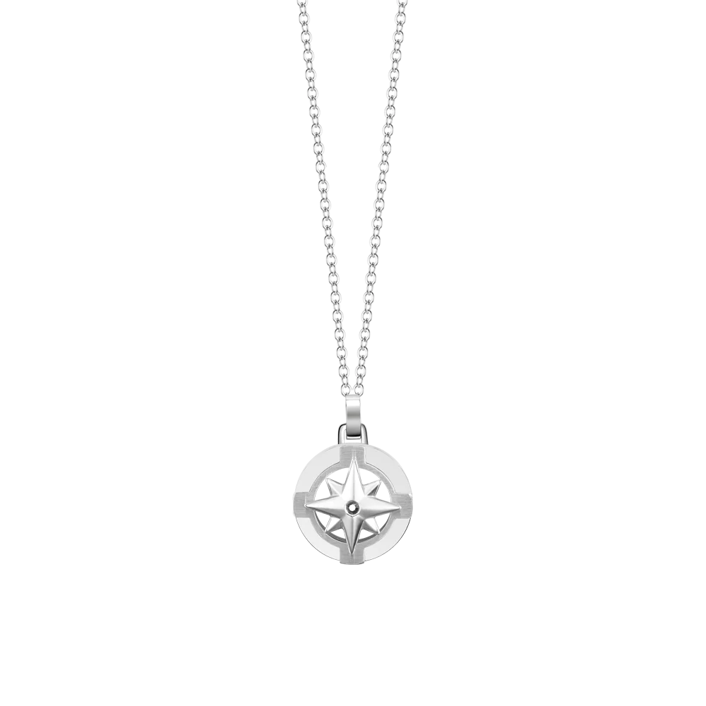 CADENA DE ACERO PARA HOMBRE CON ROSA DE LOS VIENTOS
