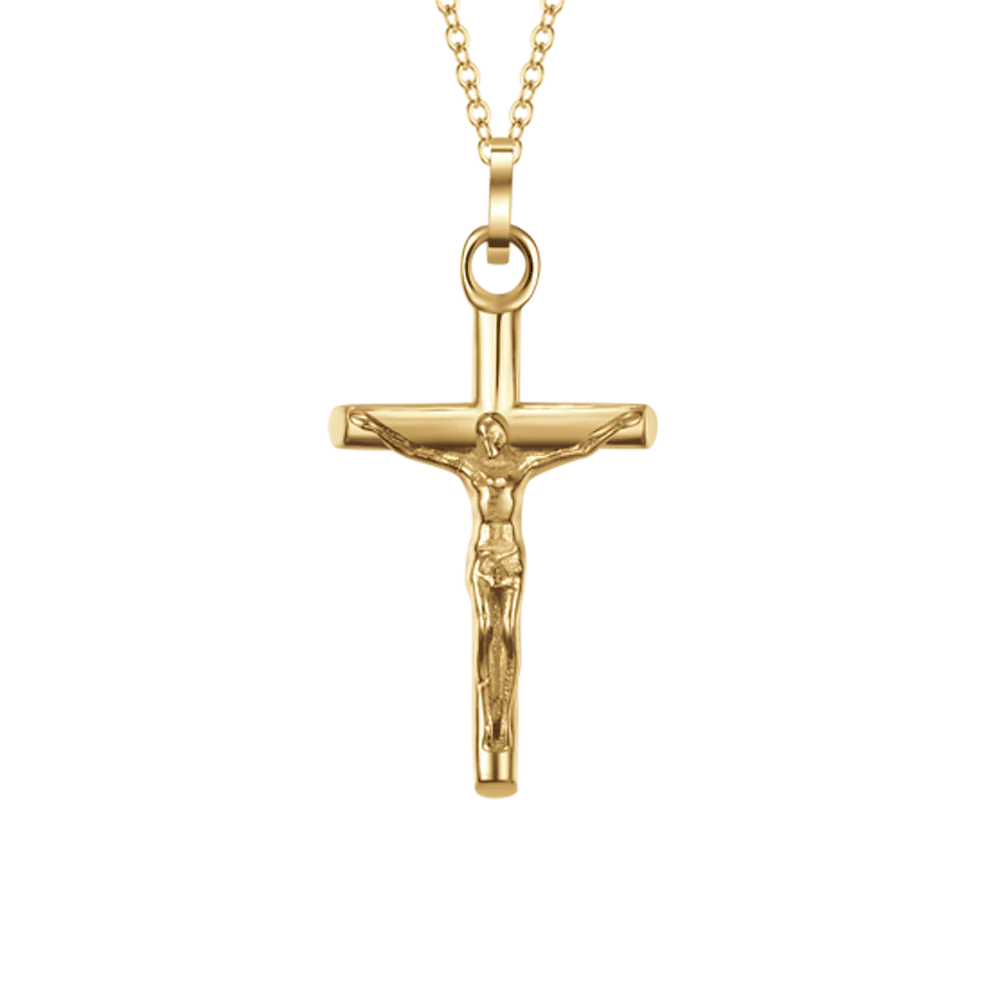 CADENA DE ACERO DE ORO IP PARA HOMBRE CON CRUCIFIJO - Imagen 4