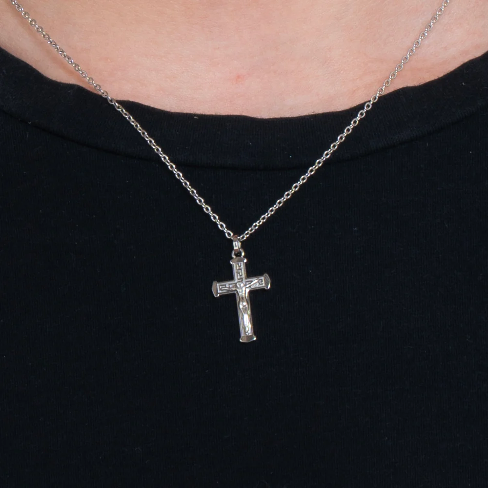 CADENA DE ACERO PARA HOMBRE CON CRUCIFIJO - Imagen 2