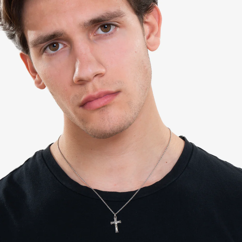 CADENA DE ACERO PARA HOMBRE CON CRUCIFIJO - Imagen 3