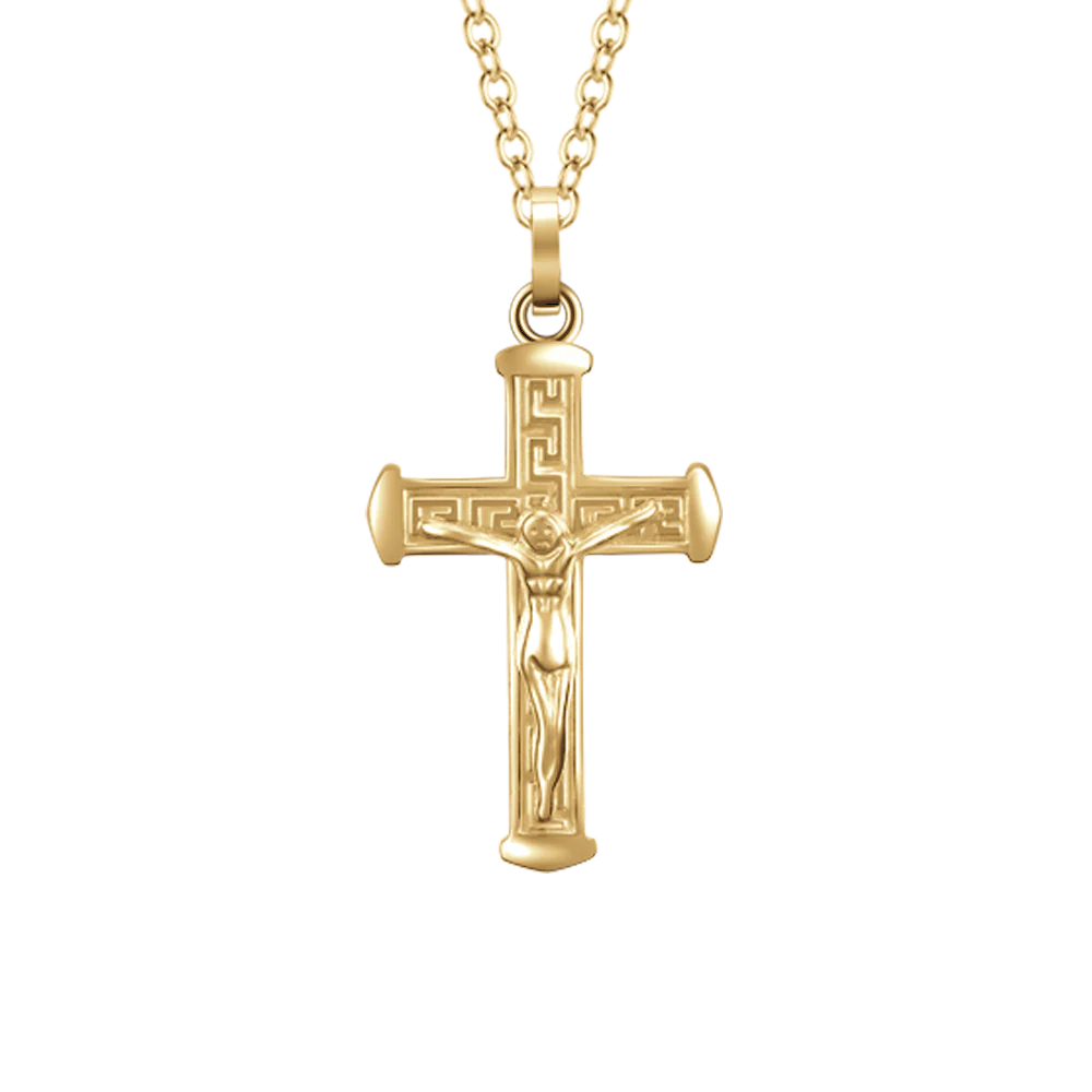 CADENA DE ACERO DE ORO IP PARA HOMBRE CON CRUCIFIJO - Imagen 4