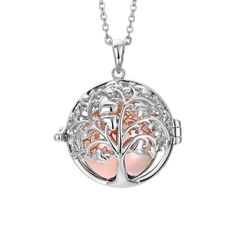 COLLAR DE LLAMADA DE ÁNGEL CON ÁRBOL DE LA VIDA DE ACERO