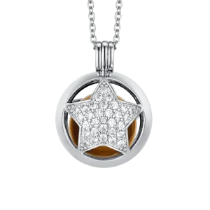 COLLAR DE LLAMADA ÁNGEL CON COLGANTE ESTRELLA CON CRISTALES BLANCOS  DE ACERO