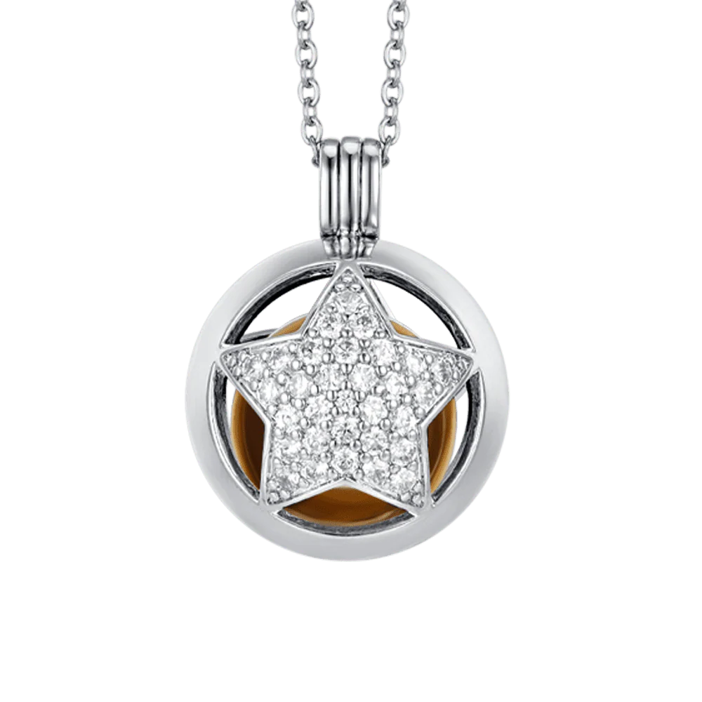 COLLAR DE LLAMADA ÁNGEL CON COLGANTE ESTRELLA CON CRISTALES BLANCOS DE ACERO