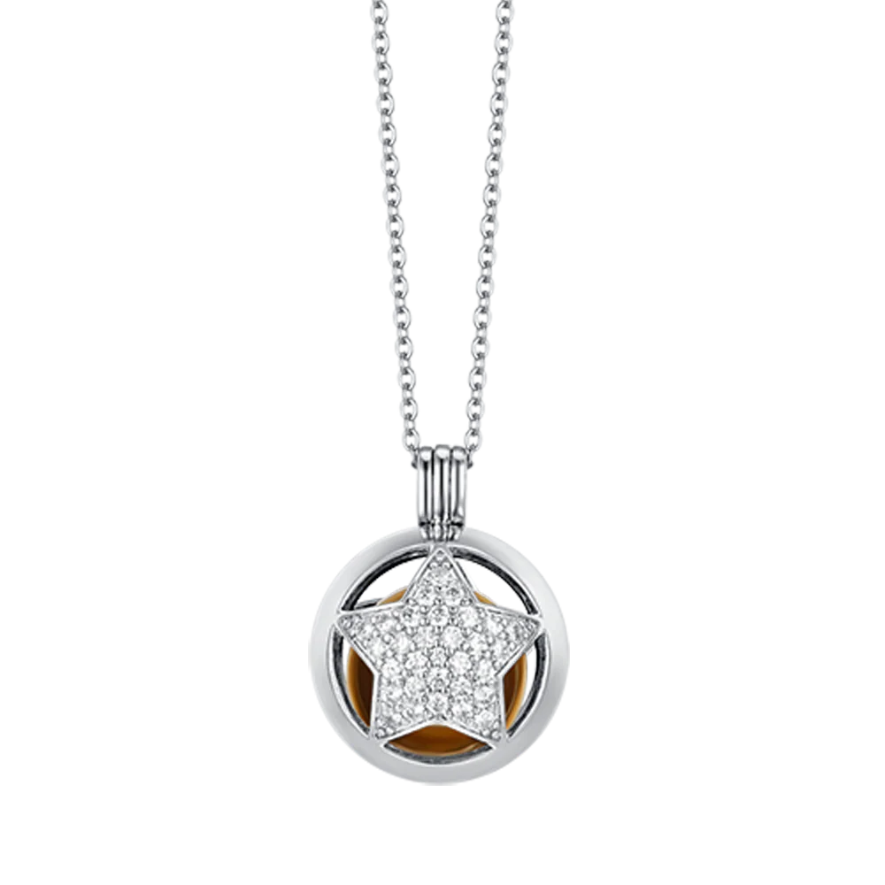 COLLAR DE LLAMADA ÁNGEL CON COLGANTE ESTRELLA CON CRISTALES BLANCOS DE ACERO - Imagen 2