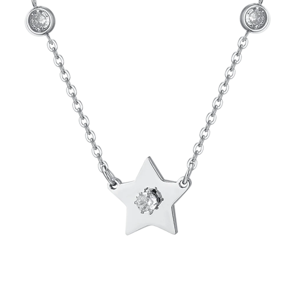 CADENA DE ACERO PARA MUJER CON ESTRELLAS Y CIRCONITAS - Imagen 4