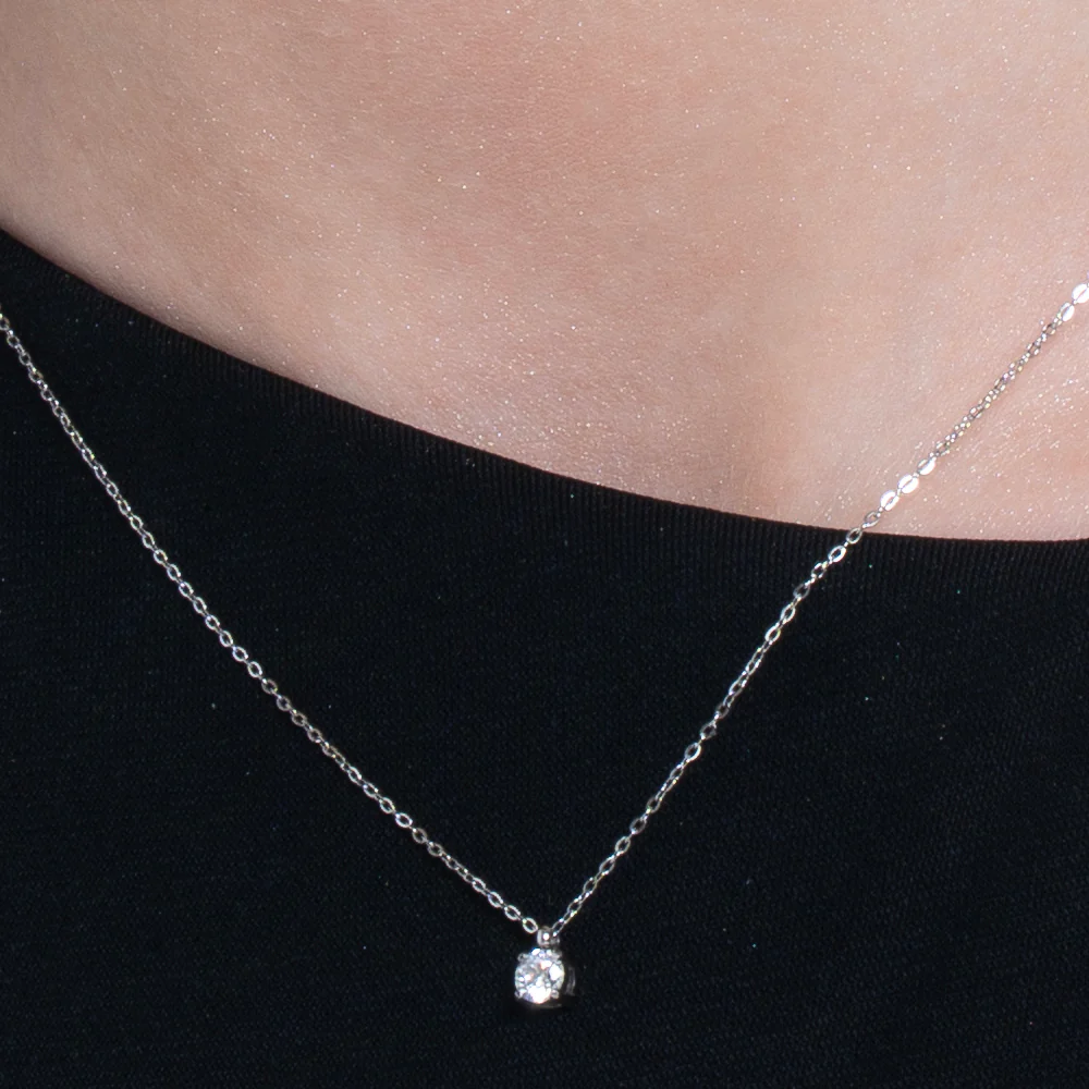 CADENA DE ACERO PARA MUJER CON CRISTAL BLANCO - Imagen 2