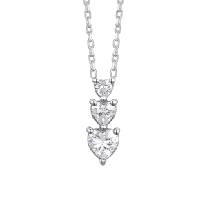 CADENA DE ACERO PARA MUJER CON CORAZONES Y CIRCONITAS BLANCAS