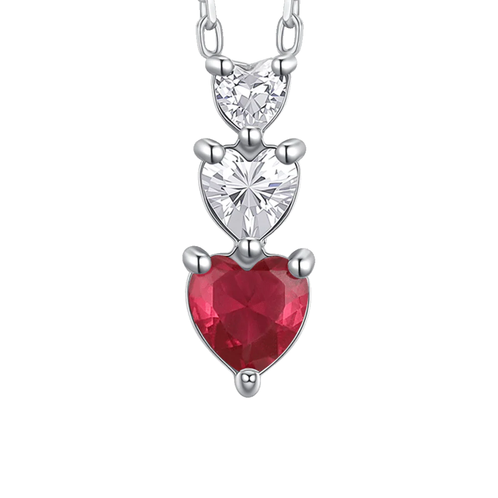 CADENA DE ACERO PARA MUJER CON CORAZONES Y CIRCONITAS BLANCAS Y ROJAS - Imagen 4