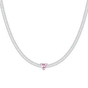 CADENA DE ACERO PARA MUJER CON CIRCONITA ROSA