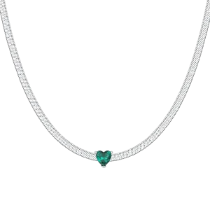 CADENA DE ACERO PARA MUJER CON CIRCONITA VERDE