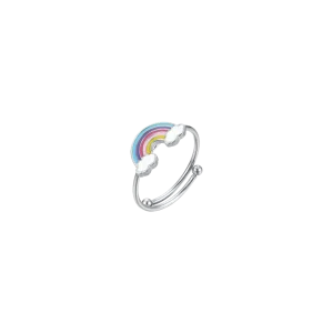 ANILLO DE ACERO PARA NIÑA CON ARCO IRIS