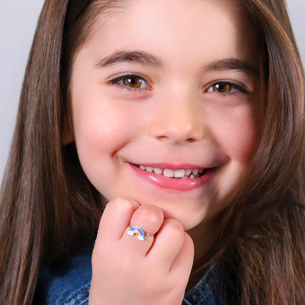 ANILLO DE ACERO PARA NIÑA CON ARCO IRIS - Imagen 3