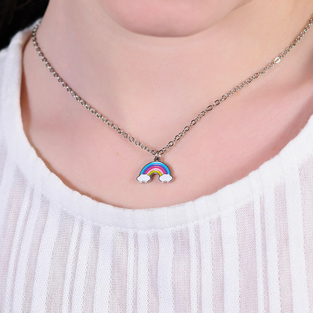 CADENA DE ACERO PARA NIÑA CON ARCOÍRIS - Imagen 2